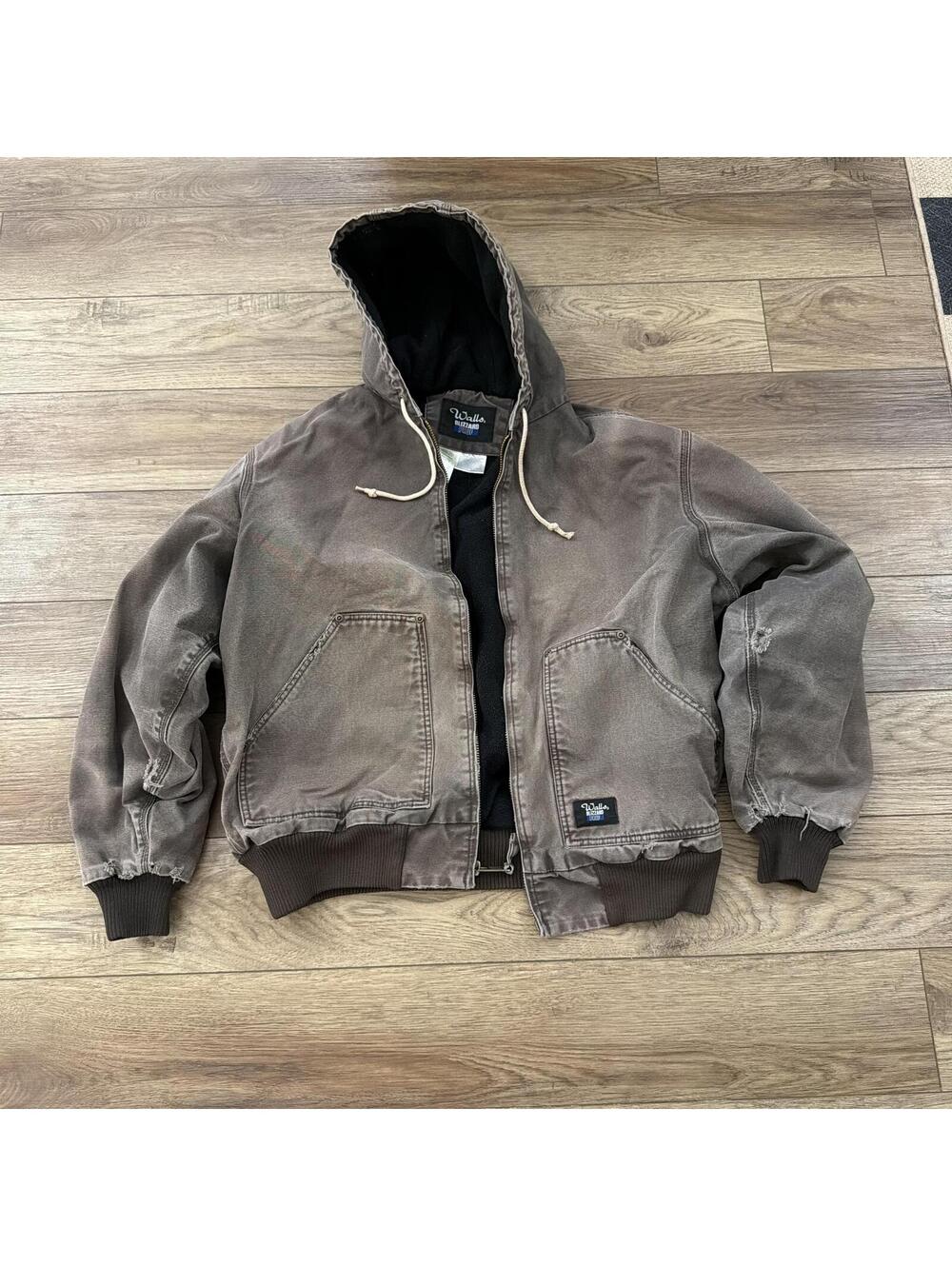 Vintage Brown Distressed Faded Work Hoodie Walls Carhartt